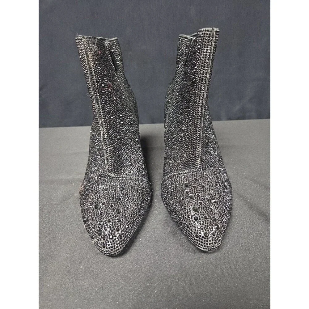 Betsey Johnson X Torrid Black Rhinestone Bootie Boots Size 7.5 WWE Extra Wide
